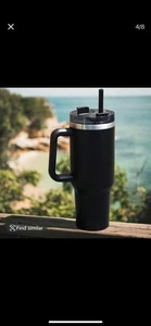 40oz Insulated Tumbler with Handle & Straw, Stainless Steel Travel Coffee Cup - Picture 1 of 4