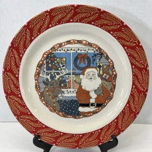 Homer Laughlin Turano Colección Holiday 12" Plato Santa y Reno Borde Rojo - Imagen 1 de 20