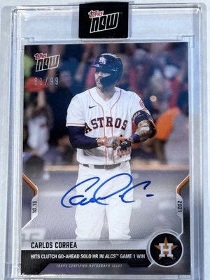 Topps Now 2021 Carlos Correa Auto Card 61/99 - Image 1 of 2