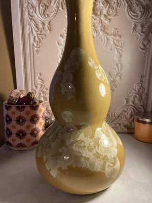 Винтажные желтые китайские фарфоровые вазы белая паста 18 дюймов!  - Изображение 1 из 4