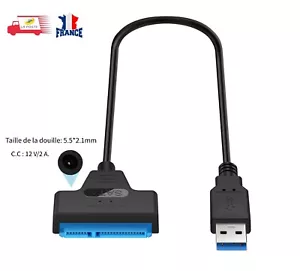 SATA vers USB 3.0 2.5" 3.5"HDD SSD Disque dur Converter Câble Adaptateur - Bild 1 von 10