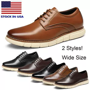 Men Dress Sneakers Casual Oxford Formal Lightweight Comfortable Shoes Wide Size - Picture 1 of 33