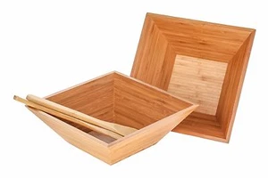 Heim Concept Bamboo Salad Bowl 4pc set w/ Serving Hands - Picture 1 of 4