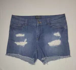 Forever 21 Plus Womens Distressed Jean Shorts size 14 - Picture 1 of 8