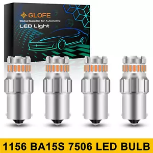 4Pcs 1156 LED Turn Signal Light Bulbs BA15S 7506 CANBUS Anti Hyper Flash Amber - Picture 1 of 12