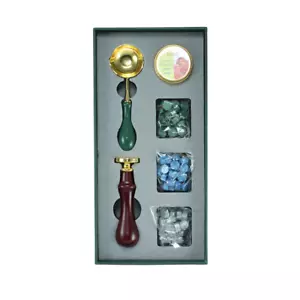 6pce Wax Stamp Kit Calligraphy Seal Set Spoon, Tealight, Coloured Wax Gift Box - Picture 1 of 3