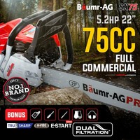 NEW 75cc Baumr-AG Commercial Petrol Chainsaw E-Start 22 Chain Saw Tree Pruning