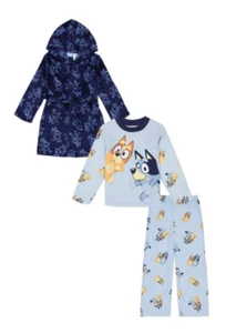 NWT Little  Boys 3-Piece Super Soft Hooded Robe & Pajama Set BLUEY size 8 Medium - Picture 1 of 16