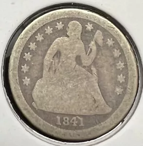 1841-O SEATED LIBERTY SILVER DIME GRADES GOOD ...ACTUAL COIN #4834 - Picture 1 of 2
