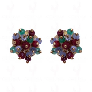 #Emerald, #Ruby & #Sapphire #Gemstone Bead #Earrings In 925 #SterlingSilver - Picture 1 of 3
