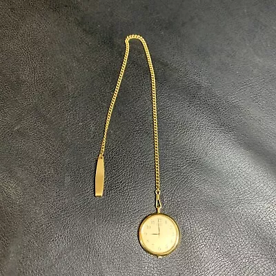 Seiko Vintage Pocket Watch Quartz Golden Open Face Chain Japan - Image 1 of 4