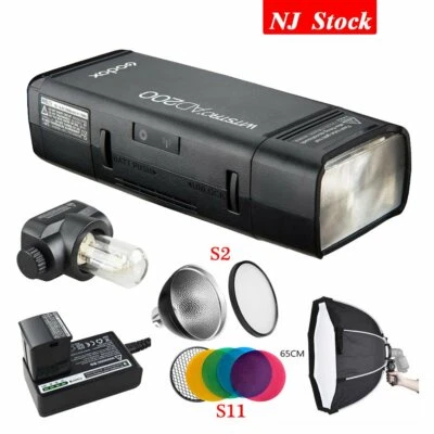 Godox AD200 2.4G Dual Head Outdoor Pocket Flash 65cm Bracket Softbox F Sony Fuji - Image 1 of 4