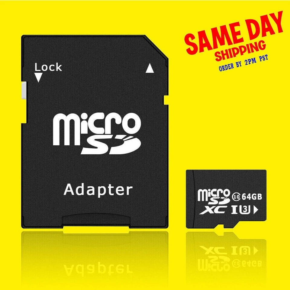 Micro 64GB Class 10 TF Memory Card with Micro TF to SD Memory Card Adapter - Image 1 of 1