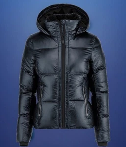 $650 Head Sport Ashley Hooded Down Ski Jacket Metallic Black Size S - Picture 1 of 12