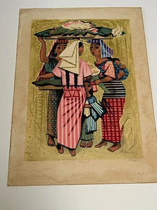 Phil  Paradise Serigraph Screen Print  Signed Limited Women In Guatemala Vintage - Picture 1 of 8