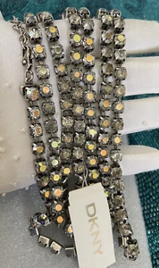 DKNY Crystal Silver Tone Collar Necklace 16”Long NWT /old Stuck - Picture 1 of 2