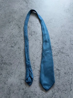 Lanvin Paris 100% Silk Classic Blue Tie For Men Vintage Knitted Made in France - Image 1 of 4
