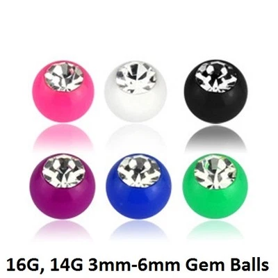 5 piezas. Bola de gema acrílica de color sólido para barra de herradura Labret parte superior 16G 14G Foto 1 de 3