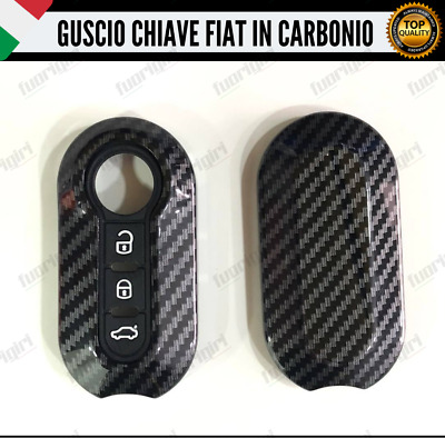 Cover Guscio Chiave In Carbonio 500 Fiat Abarth Lancia Punto Panda Bravo Stilo • 14.99€