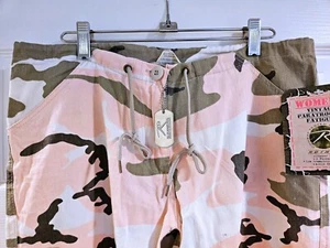 Rothco Women's XXS Paratrooper Pants Pink Taupe Camo Fatigues 8 Pockets, NWT - Picture 1 of 10