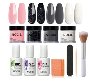 Dipping Powder Starter Nail Kit With Base, Top Coat, Activator Nail Brush 11 Pcs - Picture 1 of 10