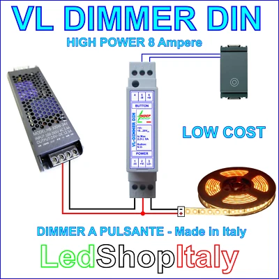 Dimmer Varialuce 12V/24V 8A strisce Led - Made in Italy - Alta Potenza - PROMO - Immagine 1 di 2