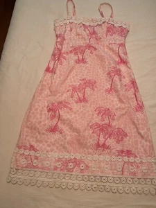 VGUC Lilly Pulitzer sleeveless Dress - Jumbo Giraffe Palm, Sz 8, lace pink, RARE - Picture 1 of 12