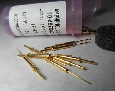 50-PACK AMPHENOL 10-497640-015 CIRCULAR CONNECTOR PCB GOLD CONTACT PINS SIZE 20 - Image 1 of 3