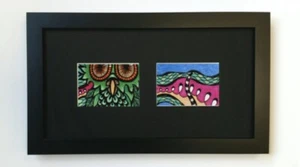 ACEO Picture Frame - thin black wood with black matting - fits two ATC prints - Picture 1 of 1