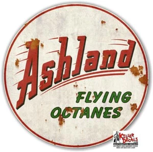 (ASHL-2R) 15" RUSTY ASHLAND FLYING OCTANES GASOLINE DECAL GAS OIL PUMP STICKER - Picture 1 of 1
