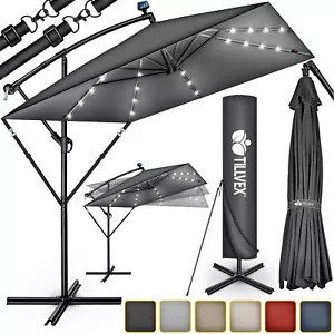 tillvex® Sonnenschirm LED Ø330cm Rechteckig Ampelschirm Gartenschirm Marktschirm - Afbeelding 1 van 49