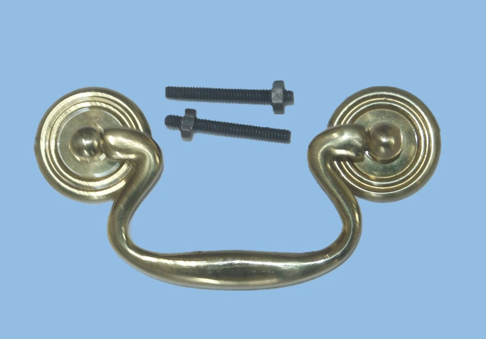 Drawer Pull, Drop Handle, Polished Brass.  Old Stock Clearance. - Image 1 of 1