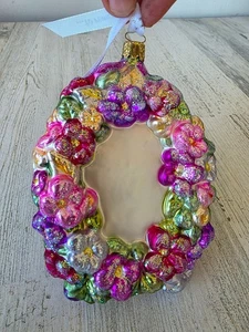 Christborn Lei Blume Spiegel Glas Ornament Remember Poland Weihnachtsbaum - Bild 1 von 9