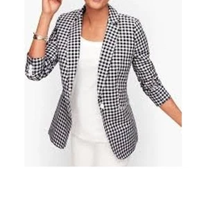 Talbots| 18 W | Classic Cotton Blazer Womens Gingham Check  Plus Size Sport Coat - Picture 1 of 6
