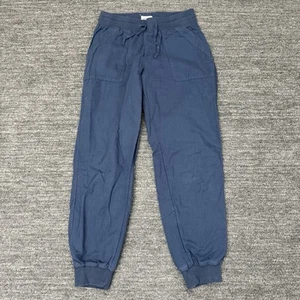 PACT Canopy Pants Women Small Blue Organic Cotton Linen Blend Jogger Coastal - Picture 1 of 11