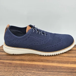 Cole Haan Shoes Mens 9.5 M Navy Blue Zerogrand Wingtip Oxford Knit Lightweight - Picture 1 of 8