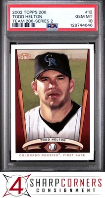 2002 TOPPS 206 TEAM 206 SERIES 2 #12 TODD HELTON HOF POP 2 PSA 10 - Image 1 of 3