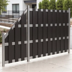 WPC Sichtschutzzaun 180x180 cm Anthrazit – Komplettset, langlebig - Bild 1 von 12