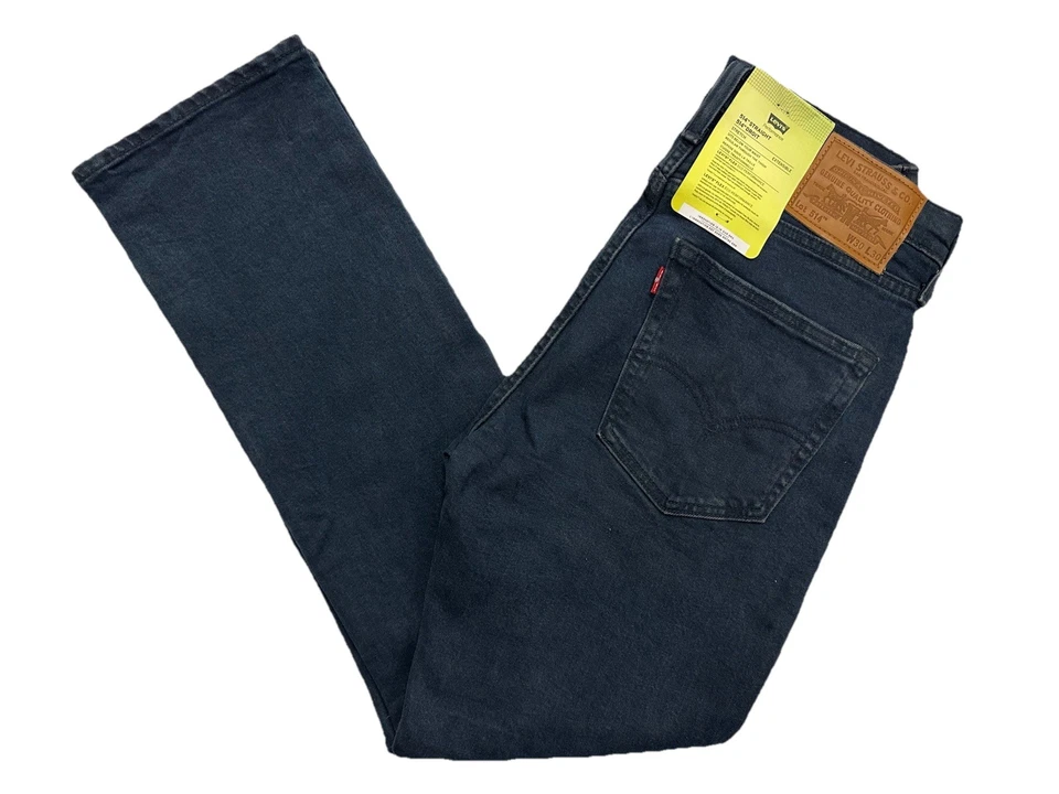 LEVI'S Pantalones de mezclilla elásticos genuinos LEVIS 514 azul tinta oscura calce recto para hombre *PREMIUM*