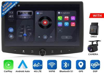 6+64 10.1" QLED Android Car Stereo Wireless CarPlay Android Auto DSP 2DIN 4G LTE - Image 1 of 4