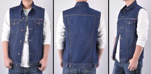 Herren Motorrad Weste Jacke Denim Dark Wash Multi Waffentaschen M #DL-67117 - Bild 1 von 3
