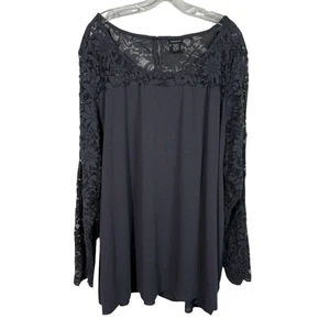 Torrid grau durchsichtig Spitze Langarm Chiffon Rücken Bluse Plus Größe 4X Stretch - Bild 1 von 6
