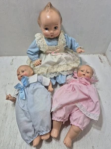 Konvolut 3 Vintage 80er 90er Reiter Baby Puppen Bruder Schwester 1924 Repro - Bild 1 von 8