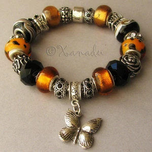 Bracciale Charm Il Grande Monarca Farfalla Migrazione Ambra Nera Stile Europeo - Foto 1 di 11