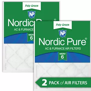 20x25x1 MERV 6 Poly Green AC Furnace Air Filter 2 Pack - Captures Dust/Pollen - Picture 1 of 6