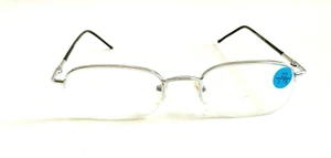 NWT Vintage 90's Rectangle Metal Semi-Rimless Reading Glasses +2.50 (Silver) - Picture 1 of 4