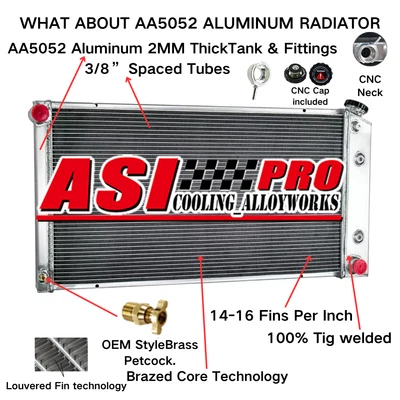 For 1977-1992 1991 Cadillac DeVille Fleetwood Brougham 3-Row Aluminum Radiator - Image 1 of 4