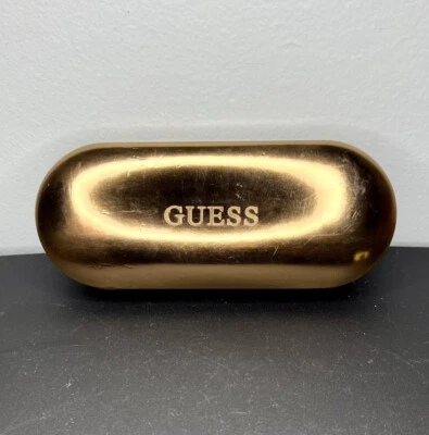 Estuche rígido dorado para gafas GUESS soporte para gafas logotipo forro de fieltro marrón Foto 1 de 4