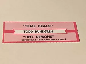 Todd Rundgren – Time Heals / Tiny Demons - Jukebox Title Strip - Picture 1 of 1