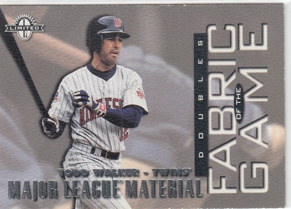 TODD WALKER /1000 LIMITED FABRIC OF THE GAME FOTG LEATHER TWINS 1997 DONRUSS - Image 1 of 1